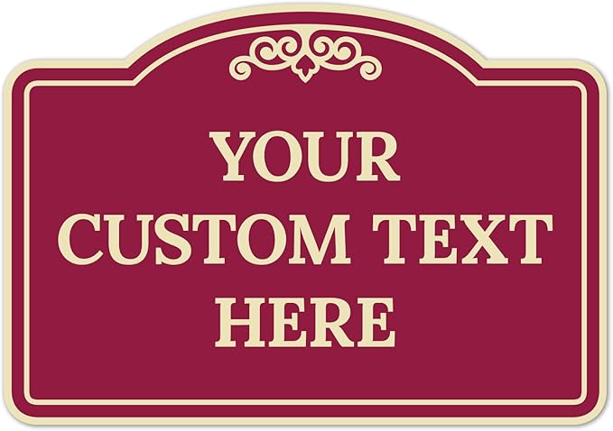 Custom Decorative Sign, Personalized Metal Sign for Driveway, Home, Airbnb, Door Plaque, Burgundy Background Sign, 7x10 Inches, ACM, Fade Resistant, Made in USA by Sigo Signs
