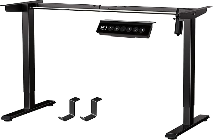 BIZUM Electric Standing Desk Frame, Height Adjustable Sit Stand Desk Base with Memory Preset Button, USB Port for Home Office, Black Frame Only