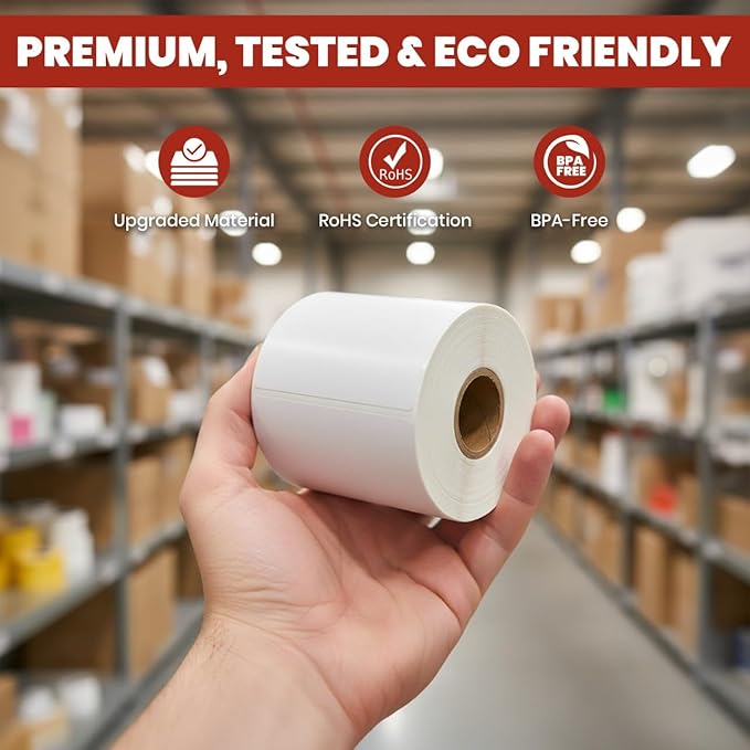 3" x 2" Direct Thermal Labels Roll, 10 Rolls (7,500 Labels), Compatible with Zebra,Rollo, MUNBYN, POLONO, IDPRT Printer,Strong Adhesive Perforated Label Rolls for Packages,Barcodes & Office Use