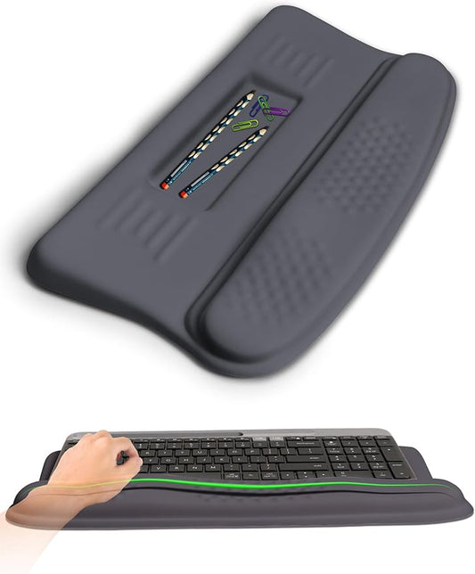KUOSGM Ergonomic Wave Wrist Rest with Keyboard Stand, Cushioned Palm Rest, Comfortable Integrated Memory Foam for Natural Typing and Relieve Wrist Pain, Starry Sky Grey