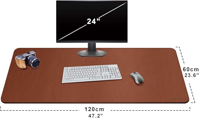 ZORESYN Large Mouse Pad (120x60cm) - PU Leather Gaming Mousepad Desk Mat - Nonslip Base and Waterproof Desktop Keyboard Extended Mouse Mat (Light Brown)