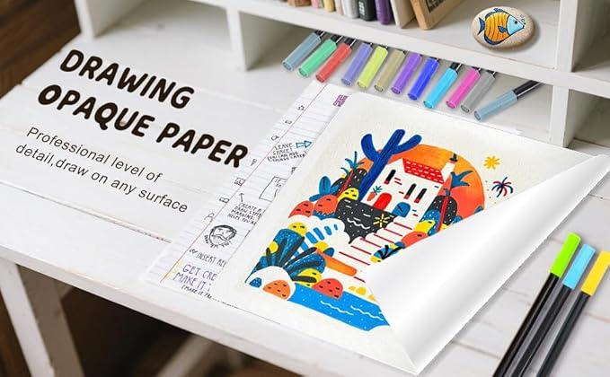 Vigorizon Fine Line Marker Pens - 48 Vibrant Colors, Fineliner Pens Fine0.4mm Ultra-Smooth Writing for Art, Design, Note-Taking & Doodling and Office Supplies