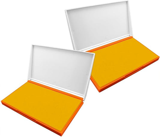 2 Pack Plastic Case Stamp Pad Large Size, Dark Yellow Color - Size: 4" x 7" - Choose from 15 Ink Colors