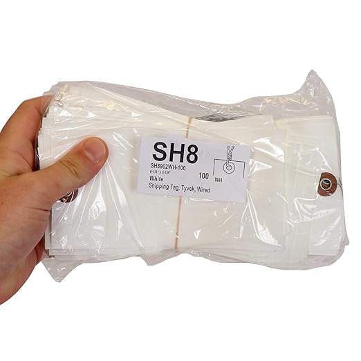 SmartSign Blank Tyvek Shipping Tags with Wire, Size #8 | 6 1/4" x 3 1/8", Pack of 100, White