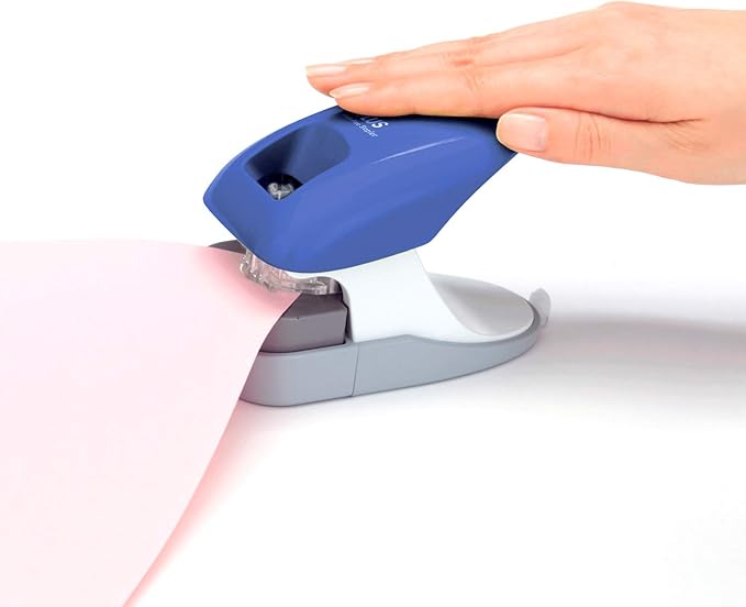 Plus Paper Clinch Desktop Staple-Free Stapler, Blue