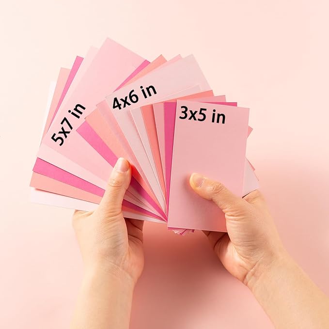 50 Sheets 4x6 Colored Cardstock Paper 5 Colors Blank Flash Cards, 250 GSM Heavy Card Stock for DIY Art Projects, Cards (Pink)