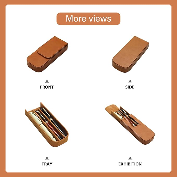 MIVLXLX Leather Triple Pen Case Pencil Pouch Holder for Three Fountain Ballpoint Rollerball Pens and Pencils Gift Choice for Man/Woman/Office (brown)