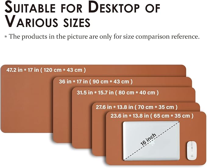 Leather Desk Mat - Small Non-Slip PU Desk Pad for Office and Home - Desk Organization and Accessories - Ideal for Large Mouse Pad and Small Desk Mats on Top of Desks (Brown,23.6"x 13.8")