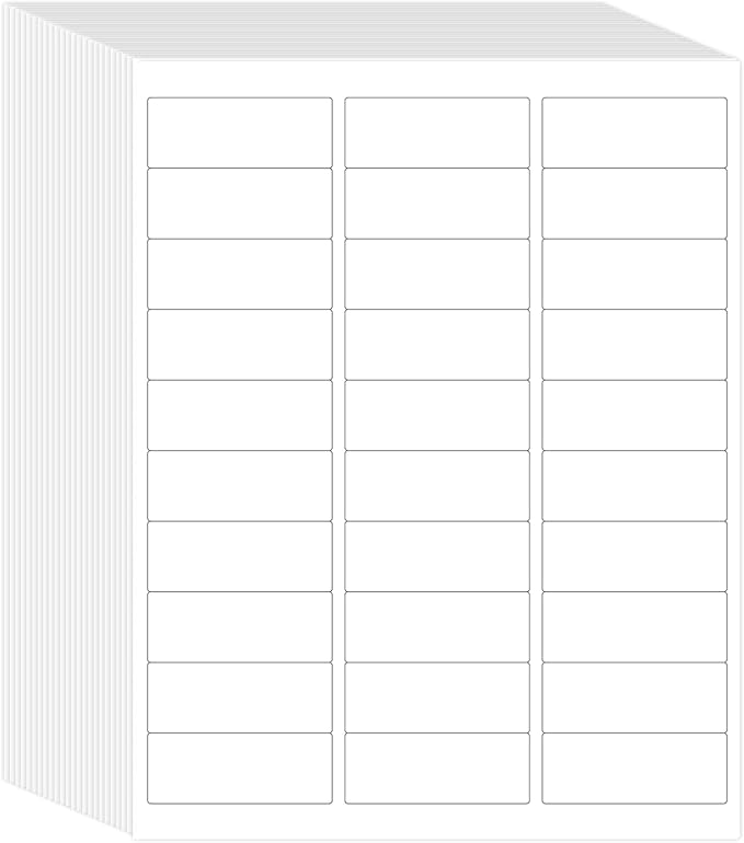 L LIKED Printable Address Labels, 1" x 2-5/8", 1,500 Labels, 30 per Sheet, Mailing Labels for Envelopes (50 Sheets)