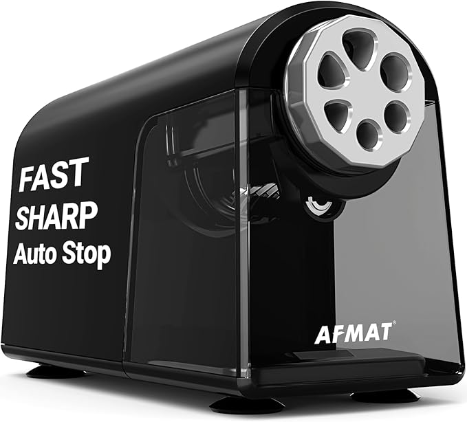 AFMAT Electric Pencil Sharpener for Classroom, 6 Holes, Heavy Duty Pencil Sharpeners for Home, Pencil Sharpener Plug in for 6-11mm Pencils, Auto Stop, Super Fast, Save Pencils, PSX2