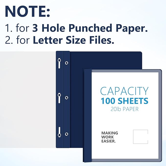 Feifeiya 72 Pack Plastic Report Covers with 3 Prongs Presentation Folders Bulk, 100 Sheet Capacity, Clear Front Report Covers for Presentation Document Paper School Office Supplies (Blue,Black)
