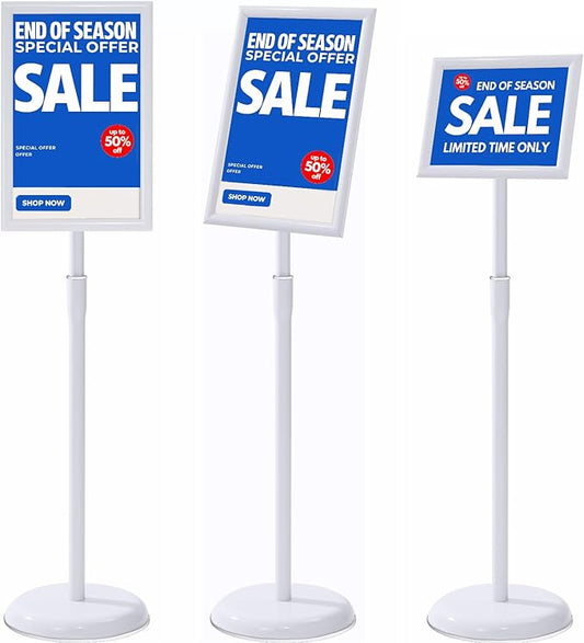 YIYO sign stand，floor sign holder poster stand heavy duty pedestal signage stand for display (WHITE, 11*17)