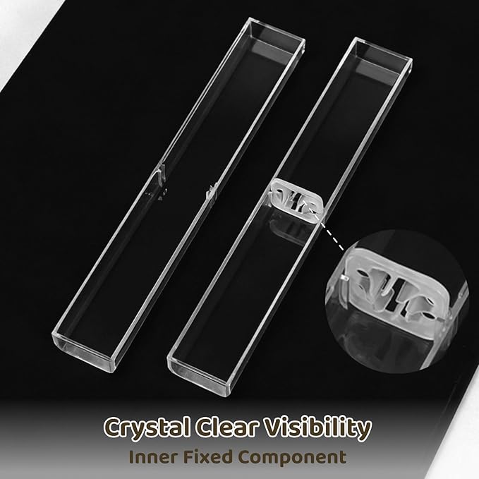 OMISTAR 100PCS Pen Gift Box, Acrylic Clear Pen Gift Box with Inner Fixed Component, Pen Box Display Case for Single Pen, Pen Boxes Gift Empty for School Office Business Supply (100PCS)