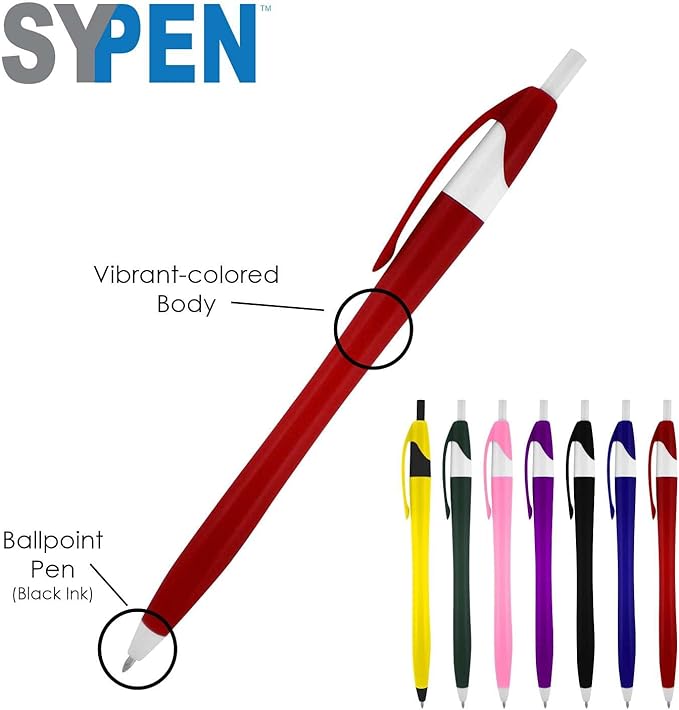 SyPen Personalized Pens With your Custom Logo or Text-1000 Pack Bulk-for Businesses, Parties, and Events, Custom Printed Slim Ballpoint Click Pens, Green Barrel Color, Black Ink