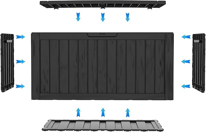 Yardgrace 90 Gallon Waterproof Outside Storage Box - Patio Storage & Outdoor Deck Box, All-Weather Resin Chest for Pool/Garden Accessories, Lockable UV-Resistant, Jet Black
