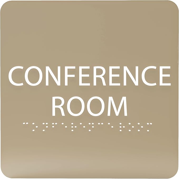 ADA CENTRAL SIGNS - 6" X6" Conference Room Sign- ADA Compliant Tactile Graphics Grade 2 Braille Text Acrylic Wall Signs - Authorized Personnel Only, Meeting Privacy Door Sign for Schools, and Offices