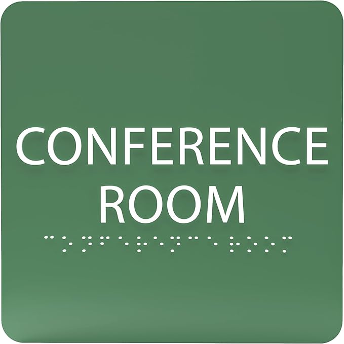 ADA CENTRAL SIGNS - 6" X6" Conference Room Sign- ADA Compliant Tactile Graphics Grade 2 Braille Text Acrylic Wall Signs - Authorized Personnel Only, Meeting Privacy Door Sign for Schools, and Offices