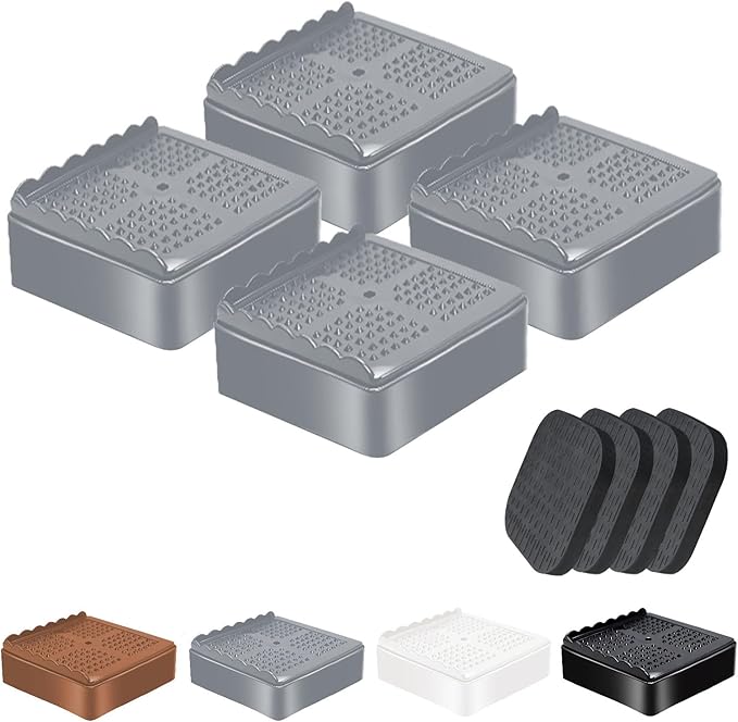 shouwuhho Furniture Risers, 4 Pack Bed Risers with Non-Slip Grip and Heavy Duty Support, 1 Inch 2 Inch 3 Inch 4 Inch Height Lift for Couch, Sofa, Table, Desk, Chair, Refrigerator - Gray, 1 Inch