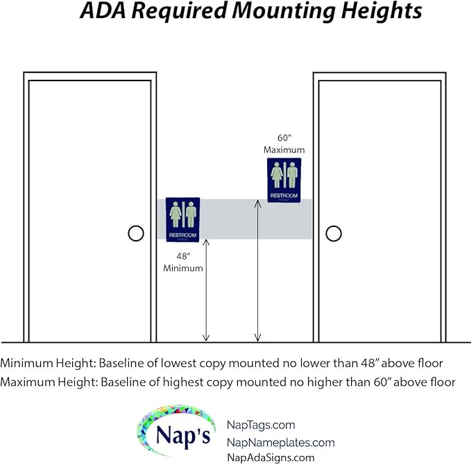 NAP TAGS ADA-compliant Exit Sign (6" x 3"). Features raised text and Braille on a blue background. Durable, easy to install, and perfect for any indoor facility.
