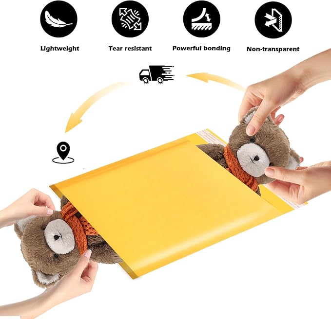 Ctarsthome 52Pack Yellow 6x10inch Kraft Bubble Mailers Small Business Mailing Packages Self-Sealing Paper Envelopes, Mailer Shipping Padded Envelopes with Strong Adhesion for Jewelry Makeup Supplies