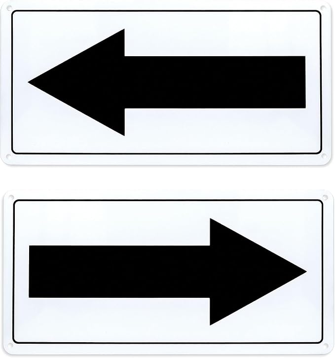 Black Arrow Sign Aluminum 10 x 5 Inch Heavy Duty Metal Waterproof Reflective Directional Sign for Outdoor 2 Pack