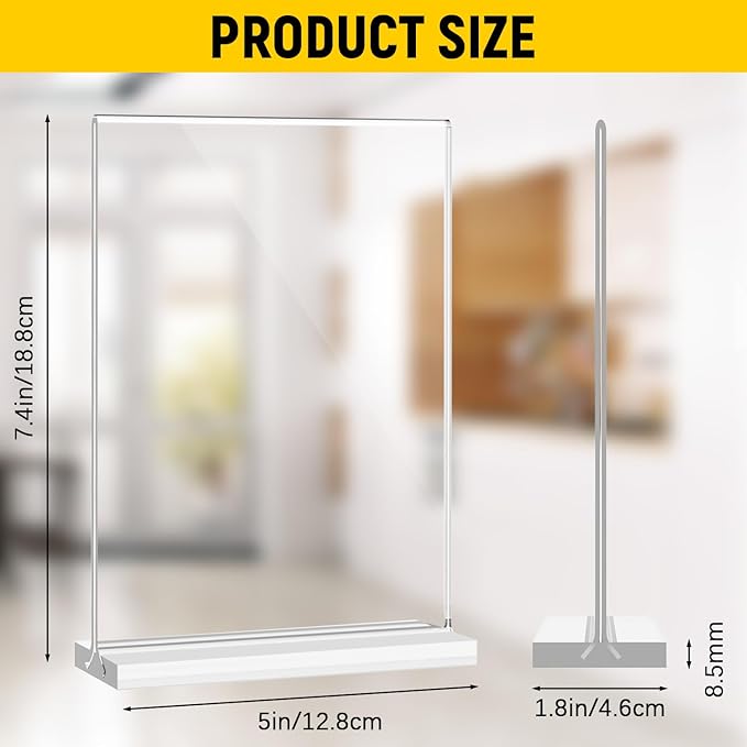 Dynta 14 Pack Acrylic Sign Holder 5x7 Inches Clear Double Sided Picture Frame Vertical Table Menu Holder Plastic Desktop Flyer Holder Acrylic Display Stands for Stores Restaurants Office Wedding Party