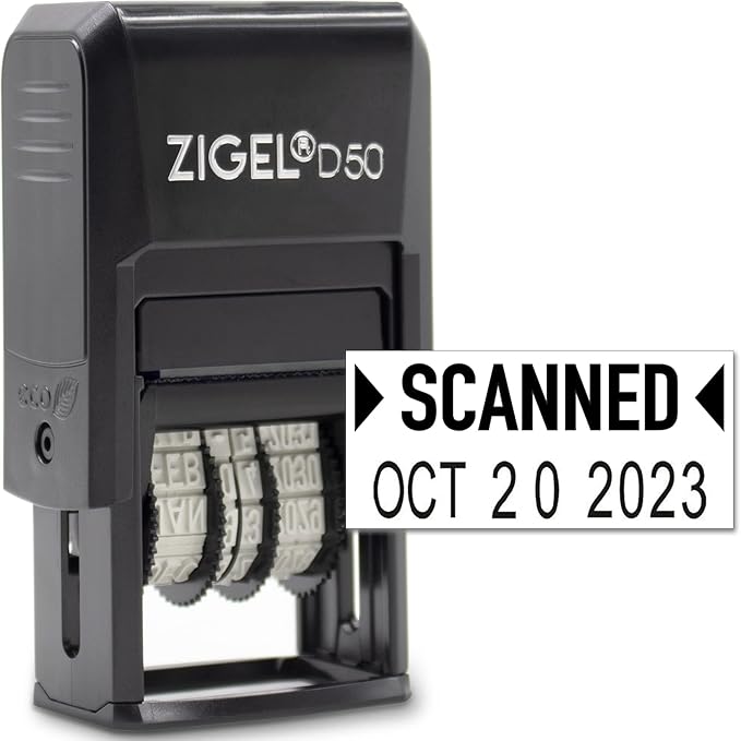 ZIGEL D50 Date Stamp with Scanned - Self Inking Date Stamp - Black