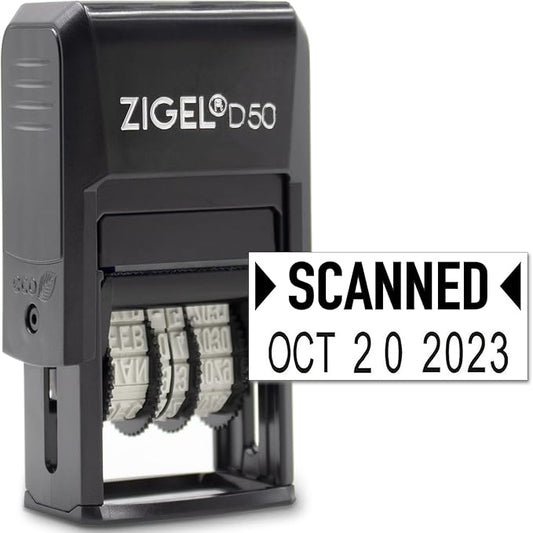 ZIGEL D50 Date Stamp with Scanned - Self Inking Date Stamp - Black