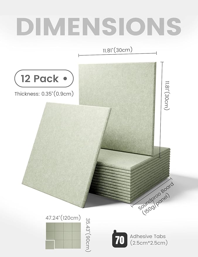 Fluxynara Large Felt Bulletin Board 48" x 36" Cork Board Alternative-12 Pack with 70 Safe Removable Adhesive Tabs, Cork Boards for Walls Cork Board for Home Office Classroom Pin Board - Sage