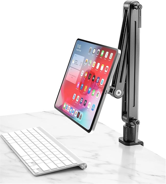 Feising Portable Monitor Stand Desk Mount for iPad Vesa Mount - 360 Swivel Magnetic Adjustable Tablet Arm Holder for 10-18.5 inch Screen, Compatible with iPad Pro FS07B1