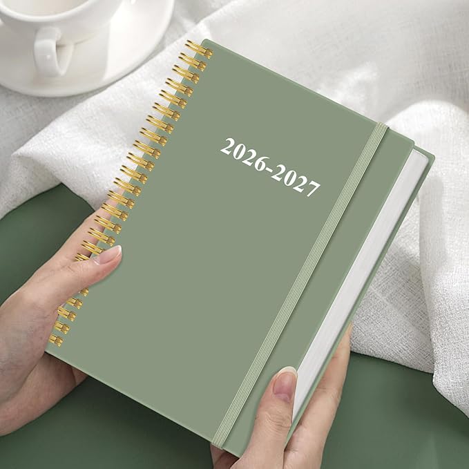 2026-2027 Planner - 18 Months Weekly & Monthly Planner from January 2026 - June 2027, Spiral Planners 2026-2027 with Elastic Closure, Inner Pocket, Medium 5.8" x 8.3", Green