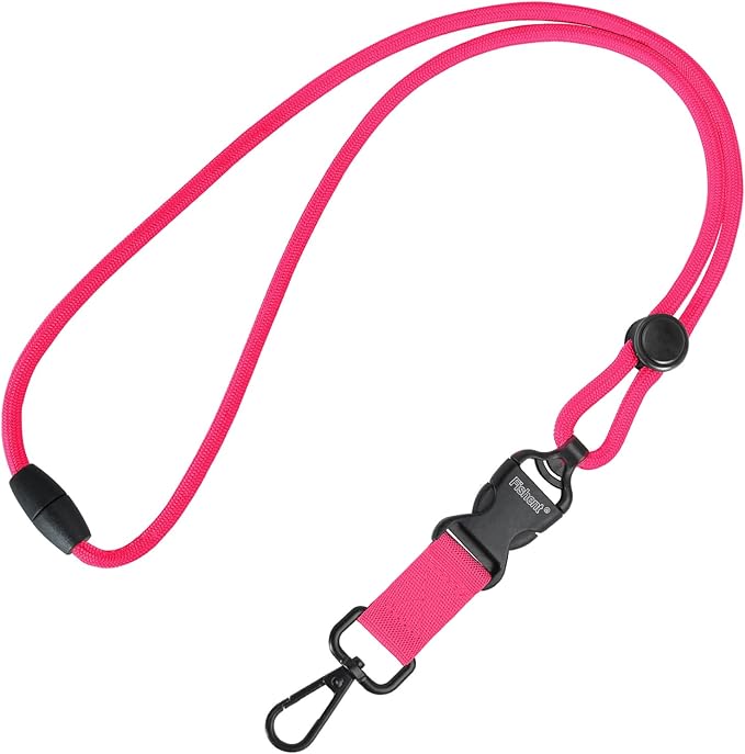 Fishent Breakaway Neck Lanyards for ID Badges, Adjustable Durable Heavy Duty Lanyard with Detachable Buckle for Keys Holder (Pink)