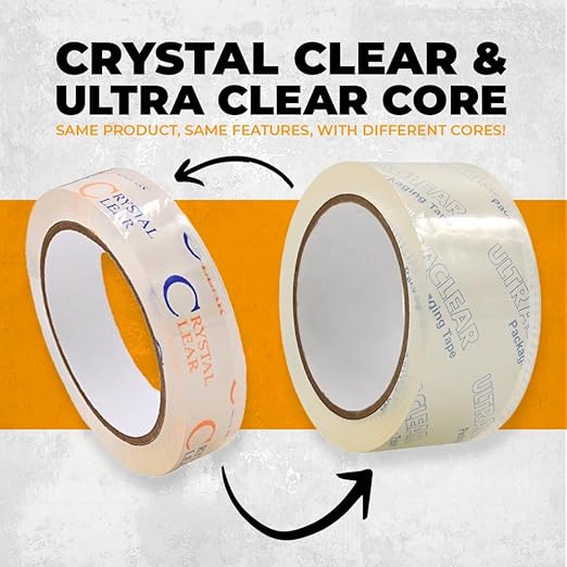 WOD CST22CC Crystal Clear See-Through Packing Tape – 3/8 inch x 110 yds. for Carton Sealing Mailing, Shipping, and Protection, Label Covering, Lamination, and Outdoor Uses.