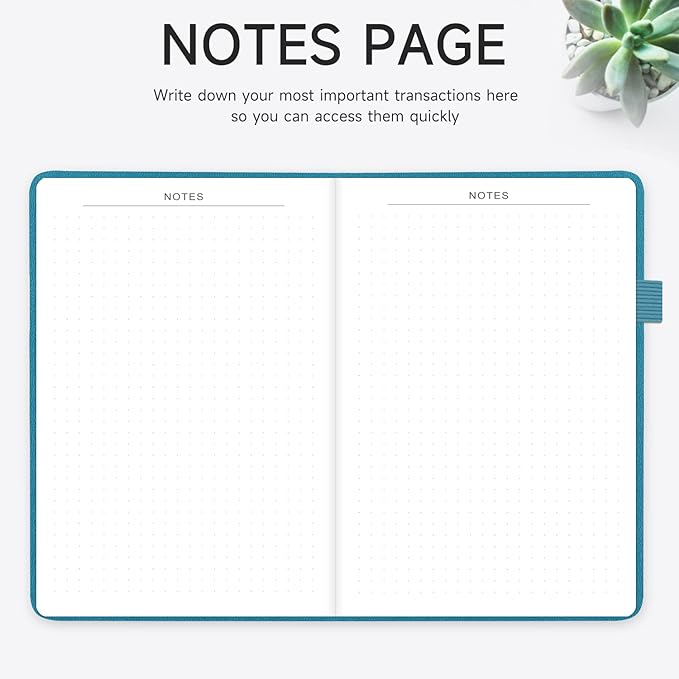 KUMEER Check Register – Elegant Check Registers for Personal Checkbook with Check & Transaction Registers, Hardcover Checkbook Log 5.2x7.6" (Turquoise)