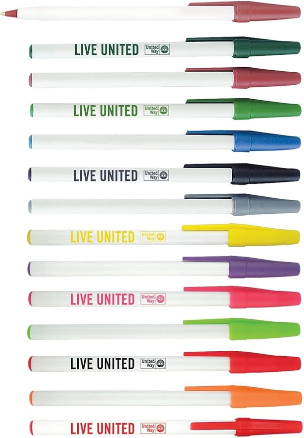 Personalized Stick Pens With your Custom Logo or Text-500 Pack Bulk-for Businesses, Parties, and Events, Custom Printed Slim Ballpoint Pens with Cap, Orange, Black Ink