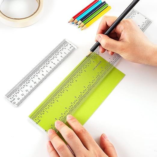 2 Pieces 6"/12" Clear Acrylic Ruler Zero-Centering Ruler with Inches & Metric Measuring Tool 12" and 6" Inch Straight Edge Rulers for Paper Cutting Craft Supplies School Supplies for Students,Office