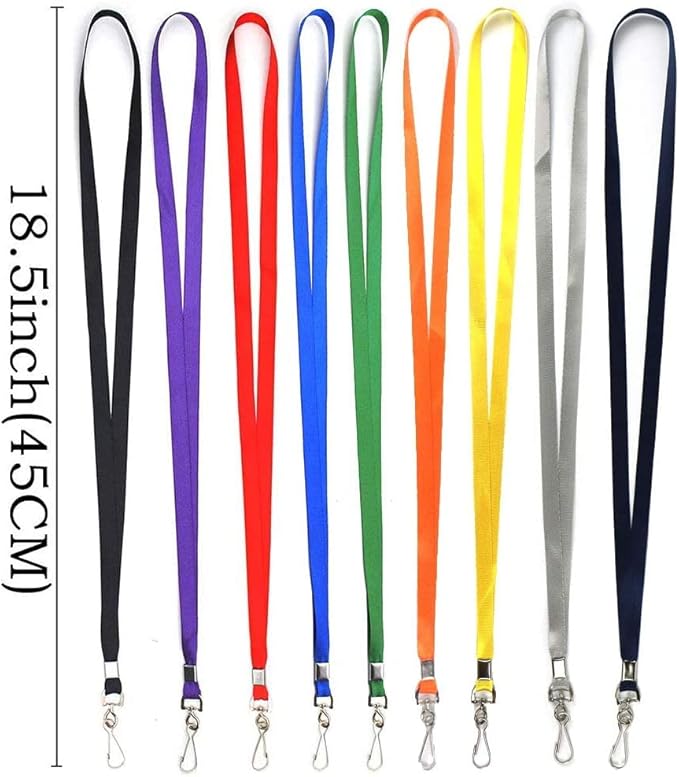 Beebel Blue Lanyards 100 Pcs Lanyard for Id Badges Flat Lanyard with Badge Clip with J-Hook