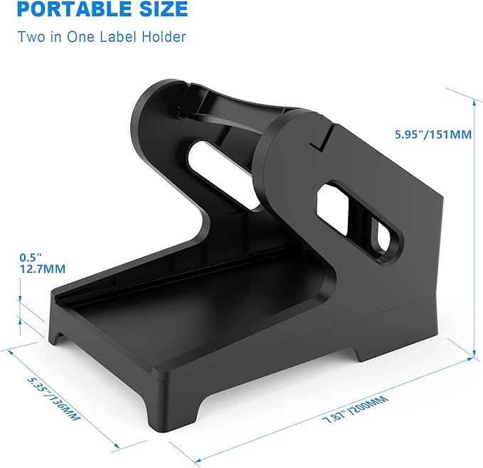 Vazioyar Thermal Label Holder for Rolls and Fan-Fold Labels, Sticker Roll Holder Work with Desktop Label Printer, Label Stand Shipping Supplies for Home Office(Black)