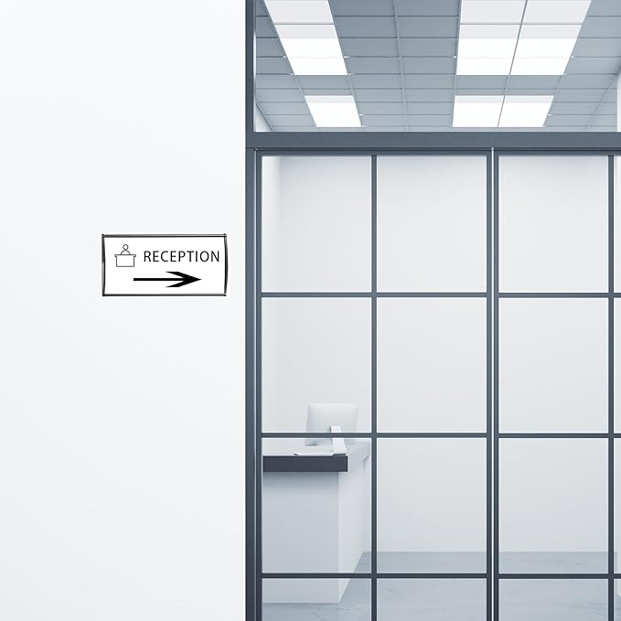 SINKAA Office Sign Holder for Door - Curved Mount Name Plate Holder Frame Display 8 x 4 Inches Set of 2 Sturdy Aluminum with Adhesive Tape, Plastic Film Included