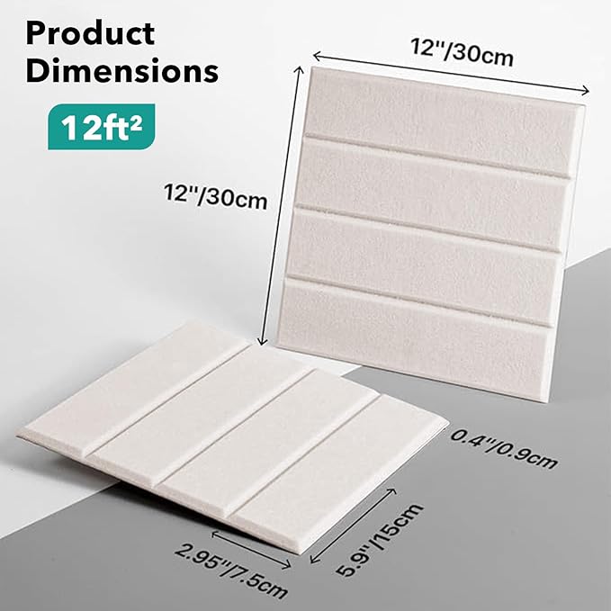 Lunarthos Felt Wall Tiles,12 Pack 12"x12"x0.4" Cork Borad Tiles with Self Adehesive Backing，Soundproof Corkboards for Office Home School（Camel）