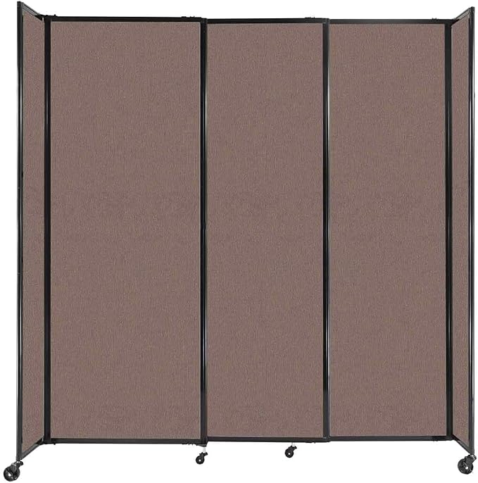 Versare Straightwall Sliding Portable Wall Partition | Freestanding Office Dividers | Locking Wheels | Temporary Room Separator | 7'2'' Wide x 7'6'' Tall Latte Fabric Panels
