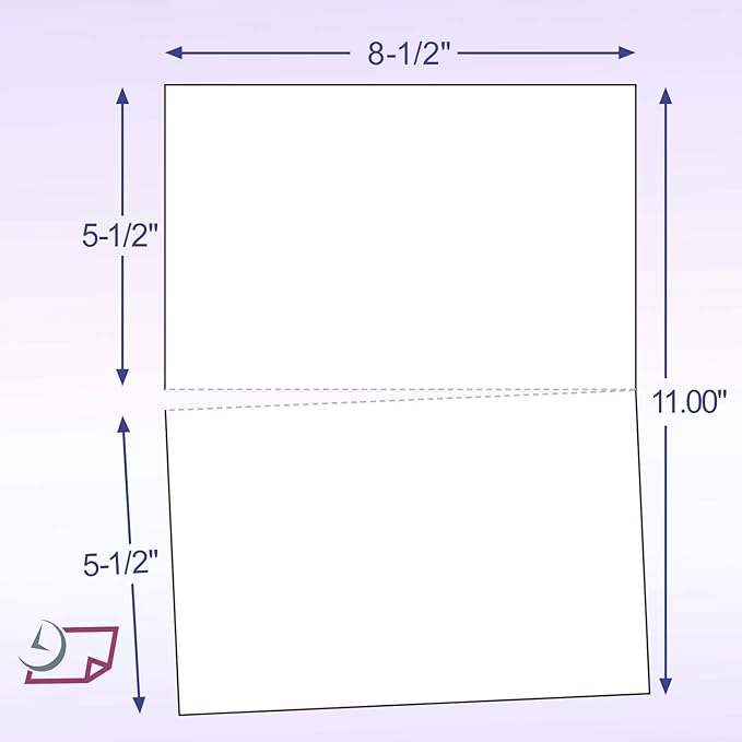 NextDayLabels - Letter Size White Perforated Blank Post Card Cardstock, 75 lb Cover Stock (203 gsm) 2 per Page, Cards Measure 8.5" X 5.5", Inkjet/Laser Compatible - 250 Sheets / 500 Cards