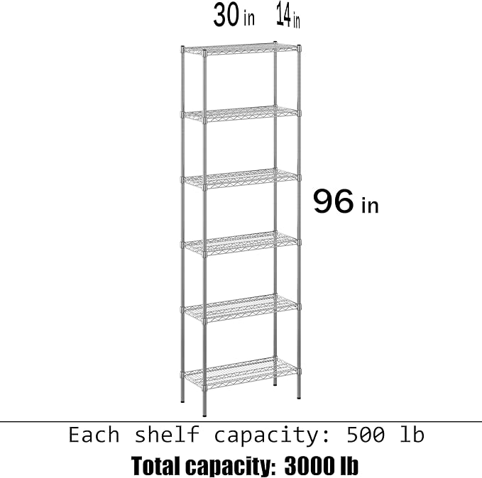 Regal Altair 14" Deep x 30" Wide x 96" Height Wire Shelving Kit | 6-Tier | NSF Commercial Storage Rack Unit