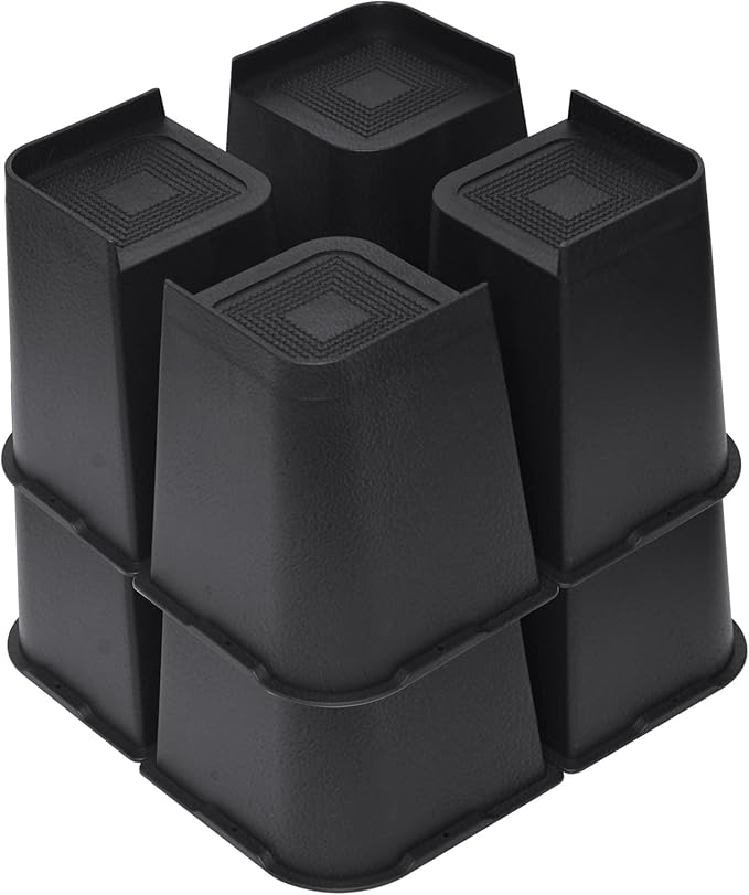 MXMZHXU Bed Risers 2 inch, 3 inch, 4 inch, 6 inch or 8 inch Heavy Duty Furniture Risers, Up to 6000 Lbs L Shaped Design Bed Lifts Blocks for Couch Desk Sofa Table (Black, 8 Inch 8 Pack)
