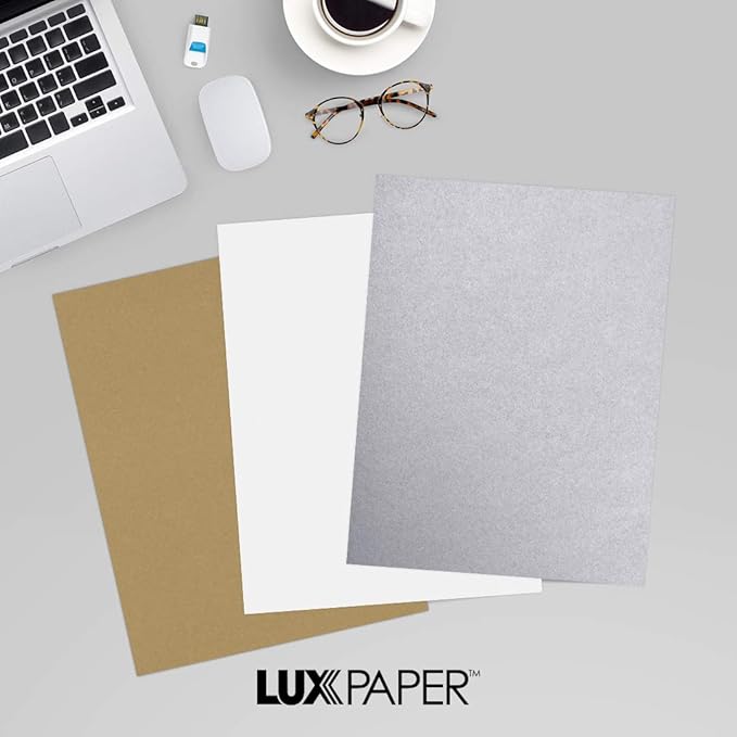 LUXPaper 8.5" x 11" Paper | Letter Size | Silver Metallic | 80lb. Text | 50 Qty