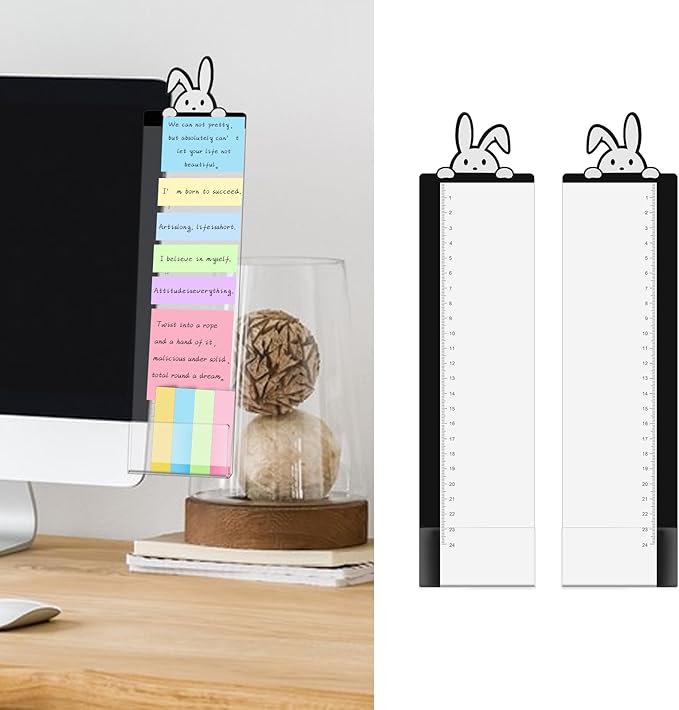 Office Desk Accessories 2pcs Multifunction Computer Monitor Memo Board - Transparent Computer Side Panel Memo Creative Monitor Side Panel Suitable for Office Home Desktop (Monitor Memo Board 5)