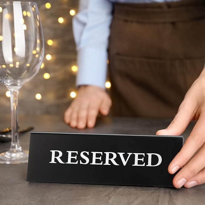 6 Pieces Plastic Reserved Table Sign Table Tent Wedding Guest Reservation Seat Sign for Restaurant Wedding Chairs