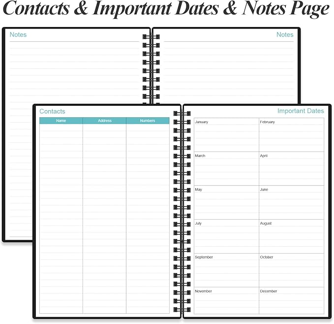 2026-2027 Planner - 18 Months Weekly & Monthly Planner from January 2026 - June 2027, Spiral Planners 2026-2027 with Elastic Closure, Inner Pocket, Medium 5.8" x 8.3", Black
