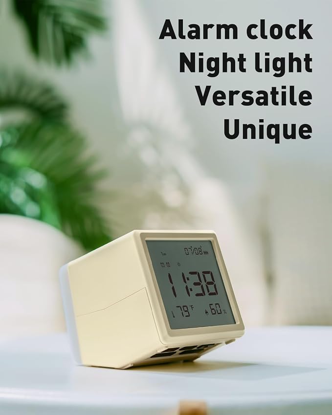 Aurolumiz Digital Alarm Clock, with Battery Powered, Dimmable Night Light, Thermometer & Hygrometer, Desk & Bedside Clock for Bedroom, for Adults, Kids, Teens, Travel