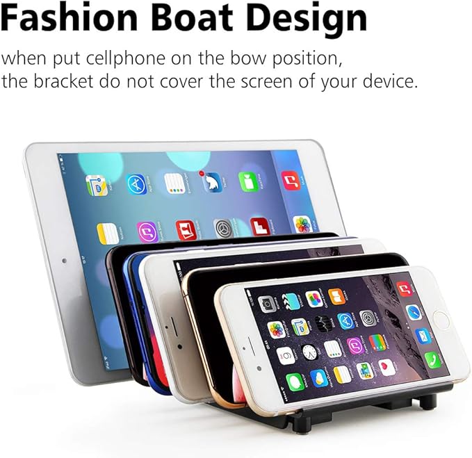 UDOLI Adjustable Universal Multi Device Organizer Dock Stand Holder, Tablet Cell Phone Desktop Stand for iPhone Samsung Galaxy Google Nexus Kindle (Black)- No Charging Port